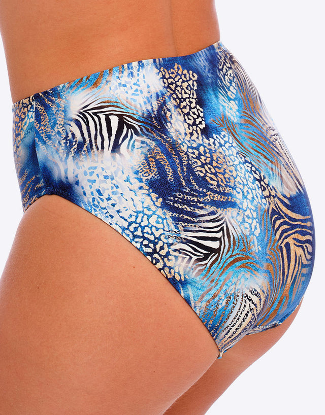Fantasie Seraya Sands High Waist Bikini Brief Denim Blue Print