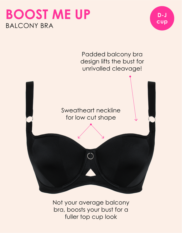 Curvy Kate Boost Me Up Padded Balcony Bra Black