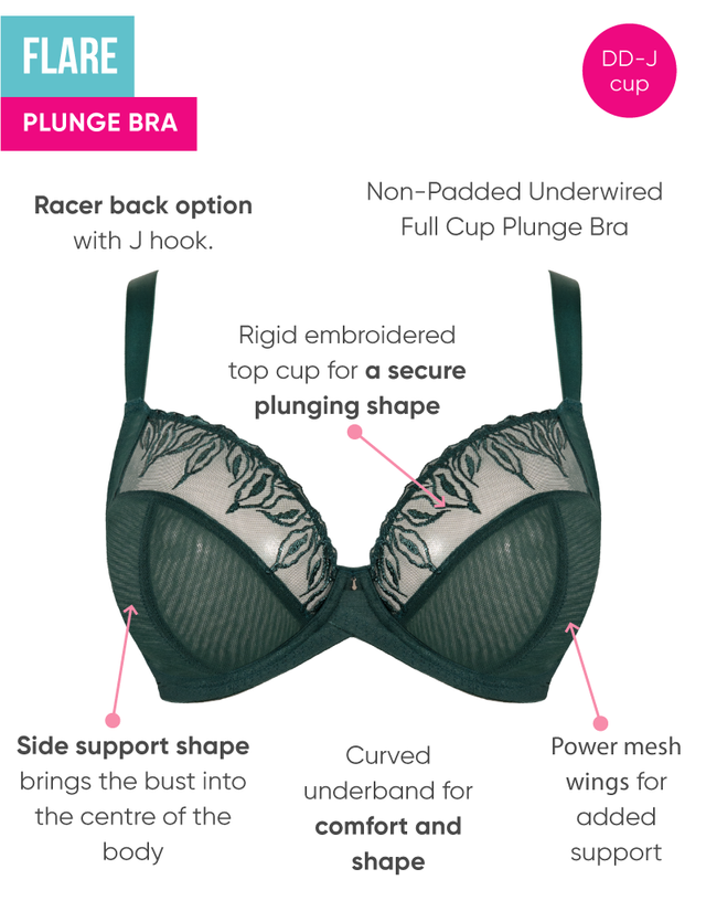 Curvy Kate Flare Full Plunge Side Support Multiway Bra Emerald Sparkle