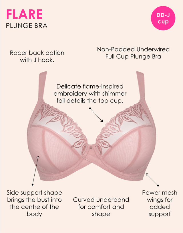 Curvy Kate Flare Full Plunge Side Support Multiway Bra Rose Sparkle