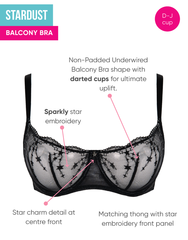 Curvy Kate Stardust Balcony Bra Black Sparkle