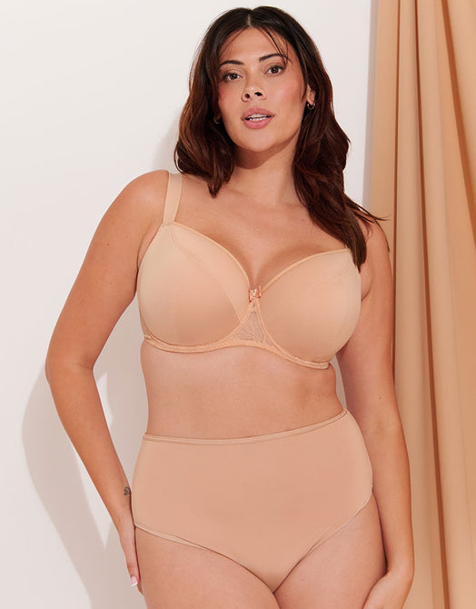 PARFAIT Casey 2801 Women's Plunge T-Shirt Bra - Padded Seamless Wired Bra, UK Sizing 34H (European Nude)
