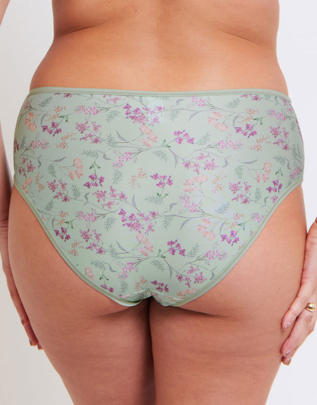 Flirtelle Everyday Full Brief Sage Green Print