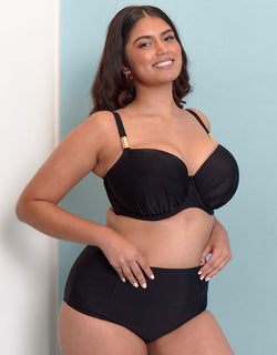Flirtelle Maya Bay Padded Balcony Bikini Top Black