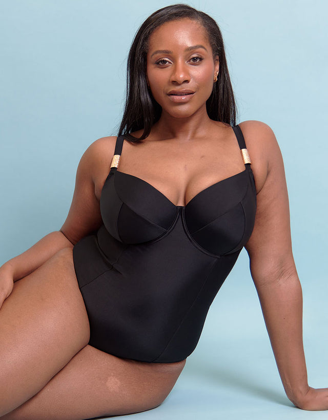 Flirtelle Maya Bay Balcony Swimsuit Black