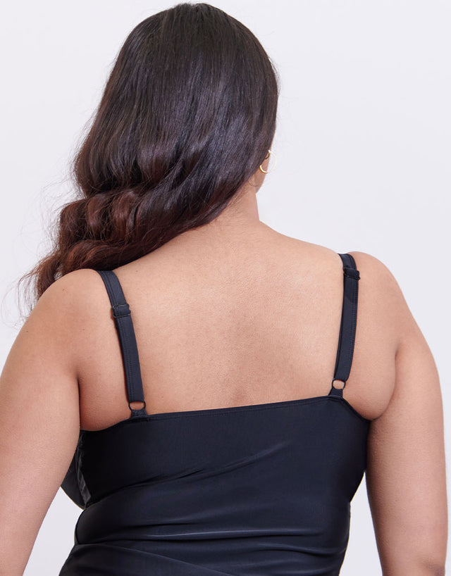 Flirtelle Maya Bay Padded Balcony Tankini Top Black