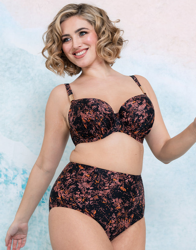 Flirtelle Maya Bay High Waist Bikini Brief Black Print