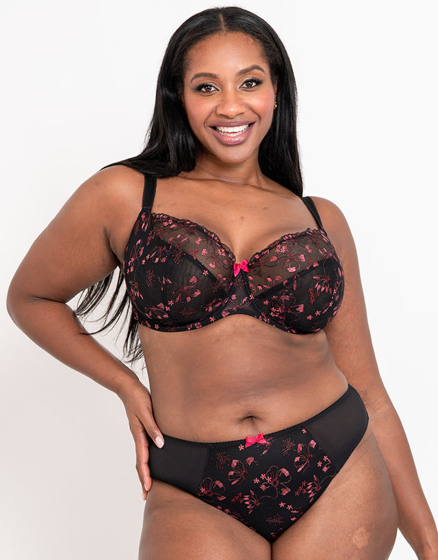 Flirtelle Rosie Balcony Bra Black/Pink