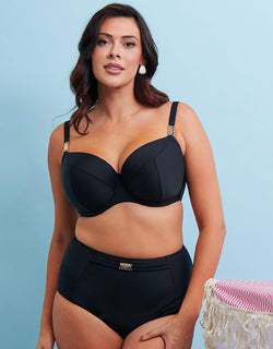 Flirtelle Salento Coast Padded Balcony Bikini Top Black