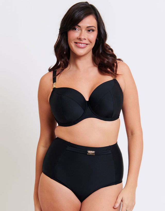 Flirtelle Salento Coast Padded Balcony Bikini Top Black