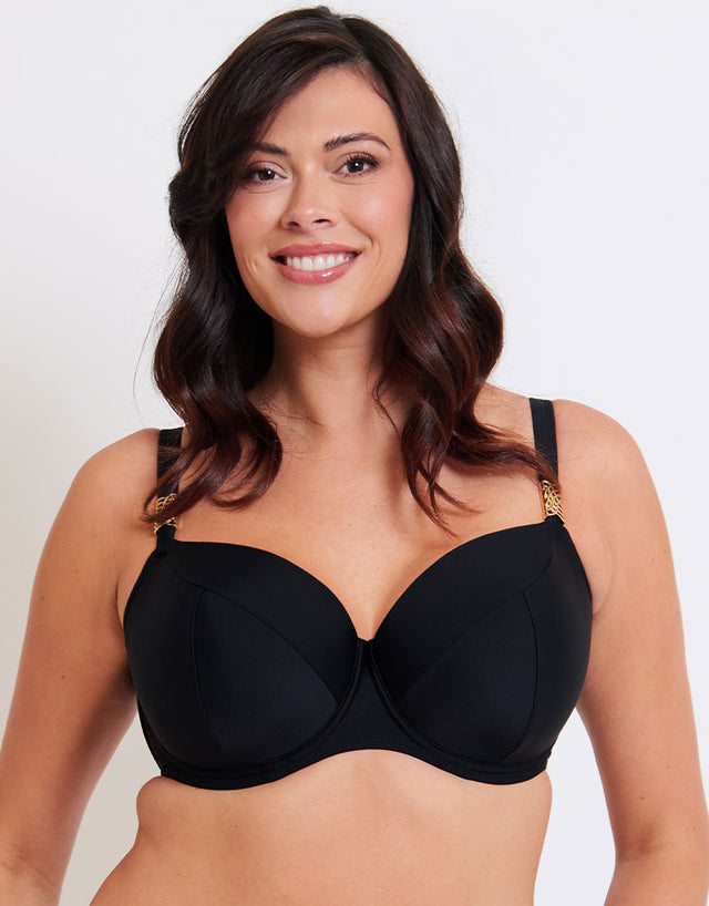 Flirtelle Salento Coast Padded Balcony Bikini Top Black