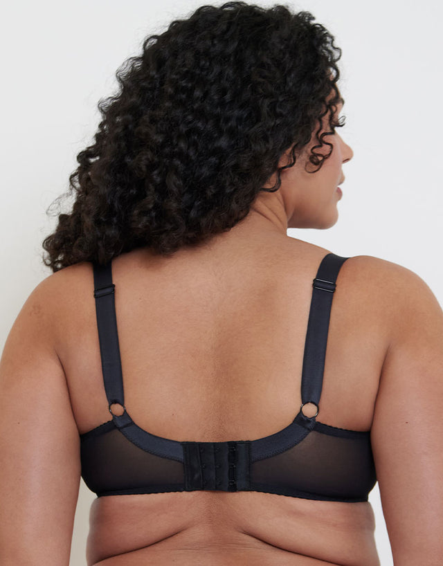 Flirtelle Swirl Balcony Bra Black Floral Print