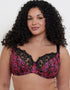 Flirtelle Swirl Balcony Bra Black Floral Print
