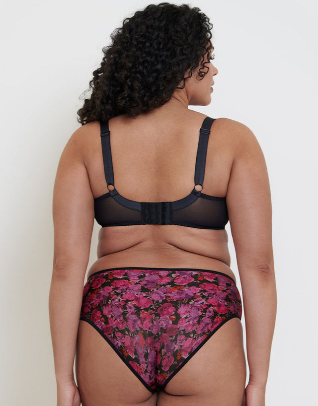 Flirtelle Swirl Balcony Bra Black Floral Print