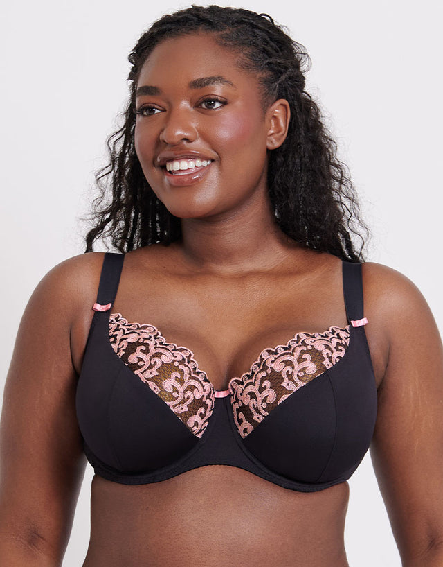 Flirtelle Swirl Balcony Bra Black/Blush