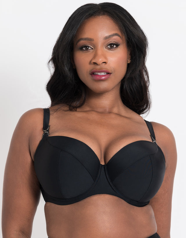 Flirtelle Verona Beach Padded Balcony Bikini Top Black