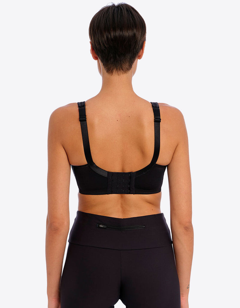 thumbnail interactive-video image 1 of CORE 10 Crossed Back Sports Bra | Black, Sizes C To G (C, D, DD, DDD, F, G) 1 of 3
