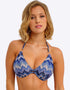 Freya Arizona Wave Halter Bikini Top Coastline Blue Print