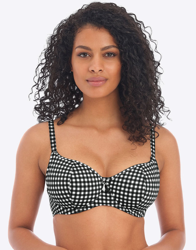Freya Check In Sweetheart Padded Bikini Top Monochrome