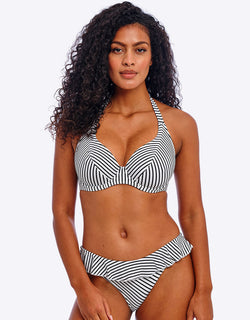 Freya Jewel Cove Halter Bikini Top Black Stripe