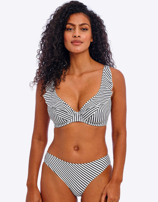 Freya Jewel Cove High Apex Bikini Top Black Stripe