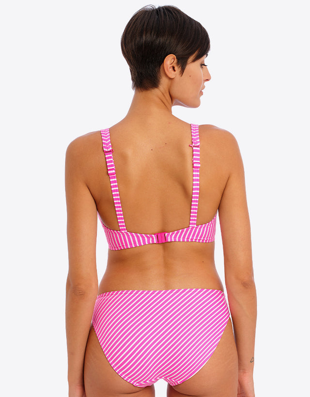 Freya Jewel Cove High Apex Plunge Bikini Top Stripe Raspberry