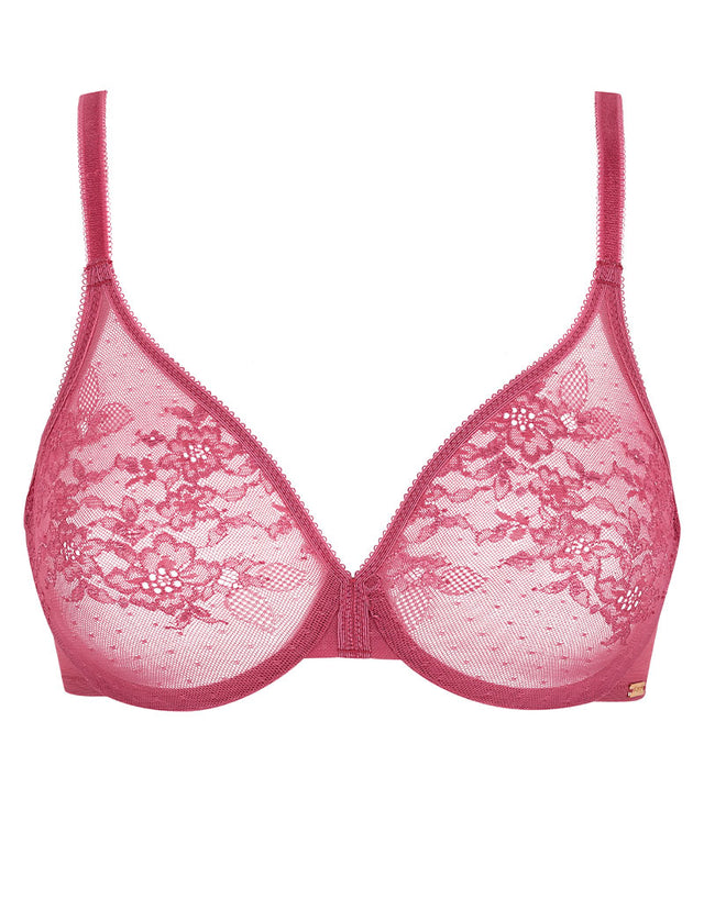 Gossard Glossies Lace Sheer Bra Rose Pink