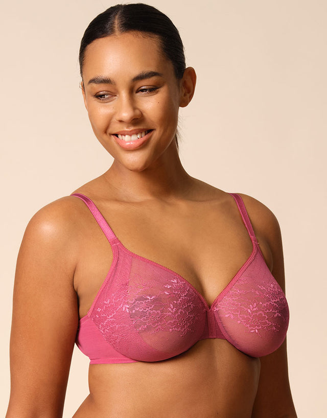 Gossard Glossies Lace Sheer Bra Rose Pink