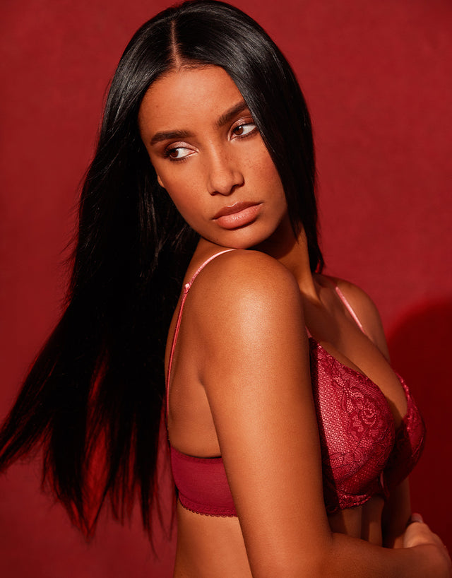 Gossard Superboost Lace Plunge Bra Cranberry/Raspberry