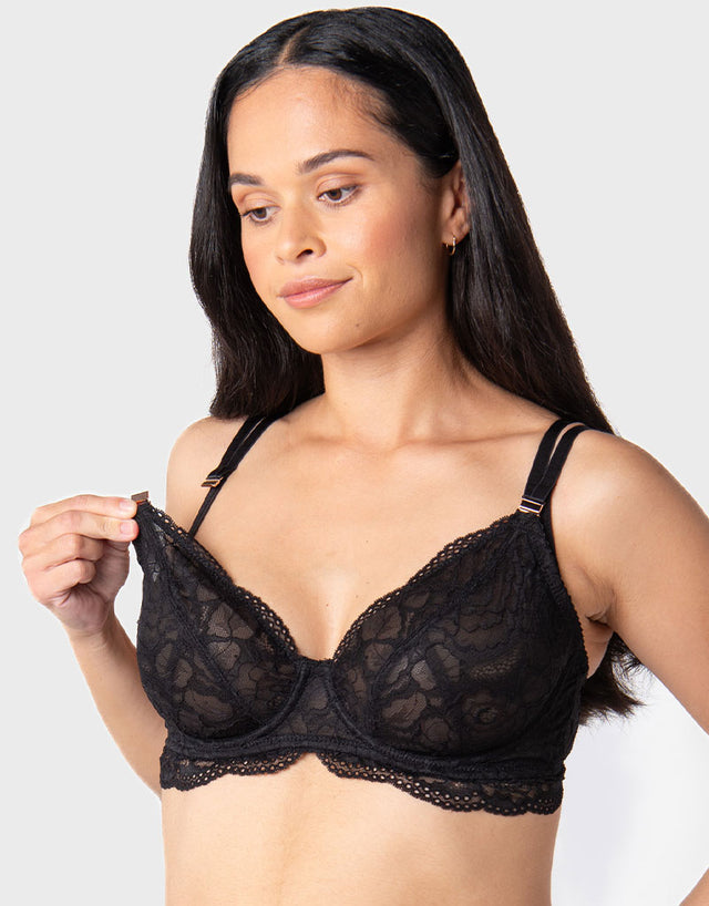 Hot Milk Heroine Plunge Nursing Bra Black