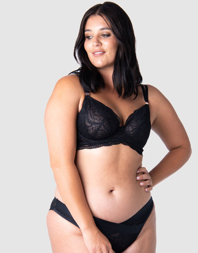 Hot Milk Heroine Plunge Nursing Bra Black