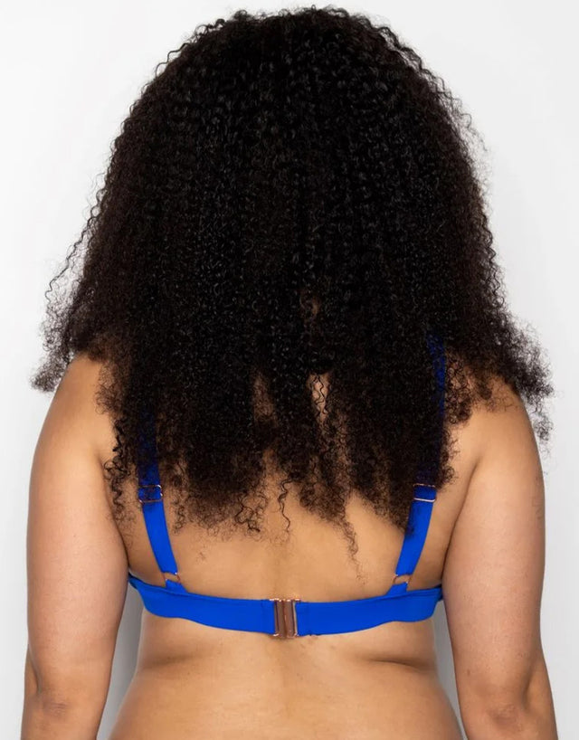 Ivory Rose High Apex Triangle Bikini Top Cobalt