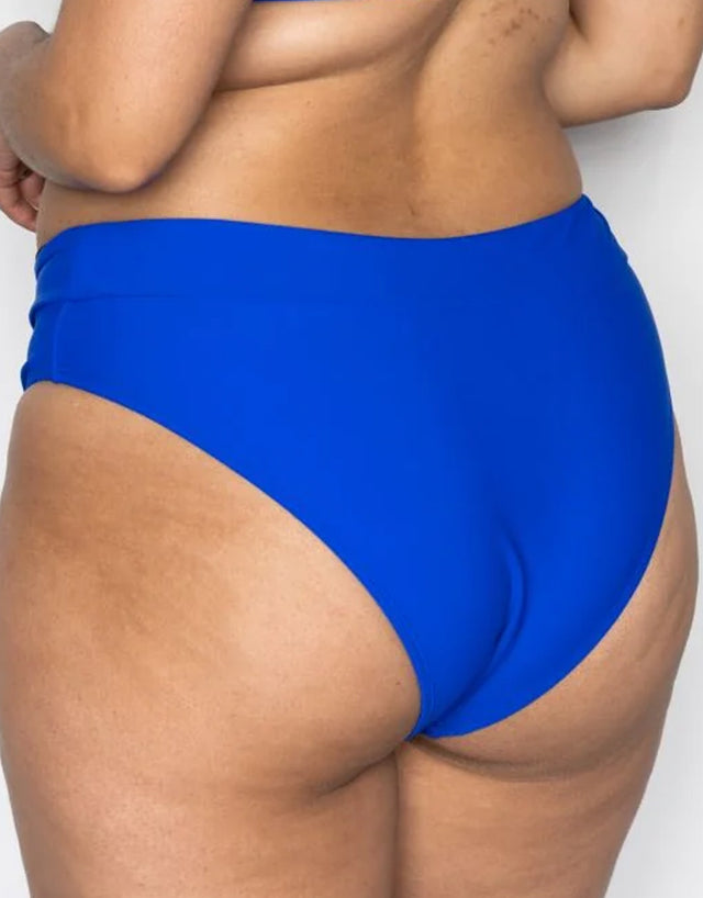 Ivory Rose V Front Bikini Bottom Cobalt