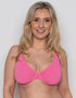 Ivory Rose Scrunch High Apex Bikini Top Bright Pink