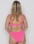 Ivory Rose Scrunch High Waist Bikini Bottom Bright Pink