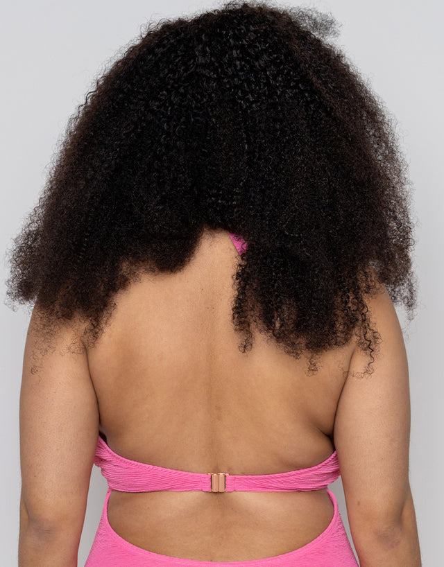 Ivory Rose Scrunch Halter Swimsuit Bright Pink