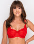 Ivory Rose Sweetheart Lace Balcony Bra Red