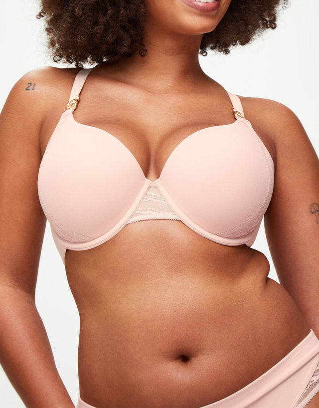 KBX Charlotte Padded Plunge Bra Soft Pink