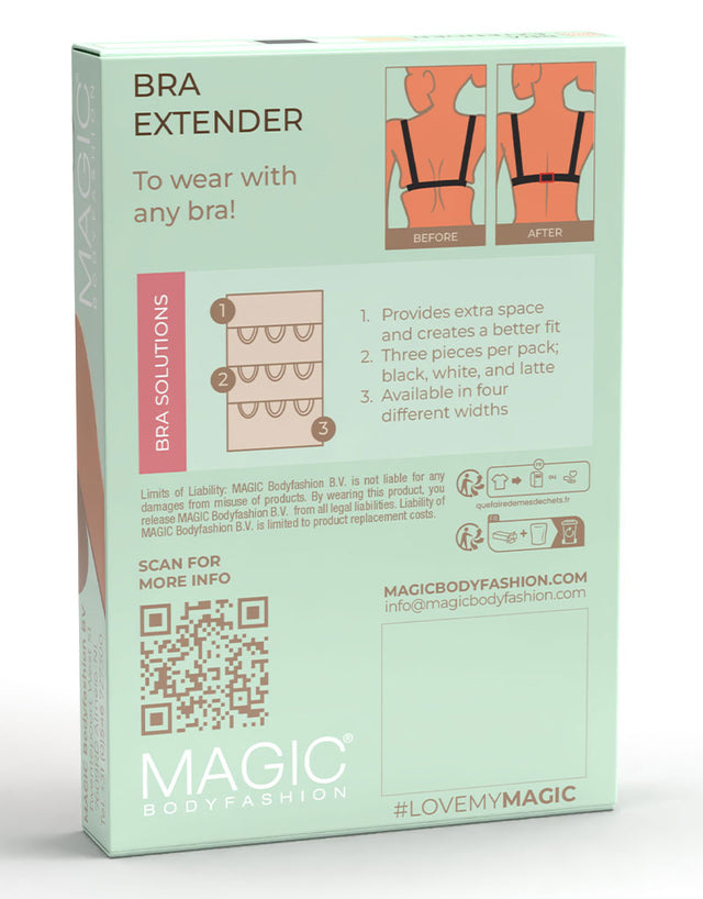 Magic 3-Hook Bra Extender 3 Pack Black/White/Latte