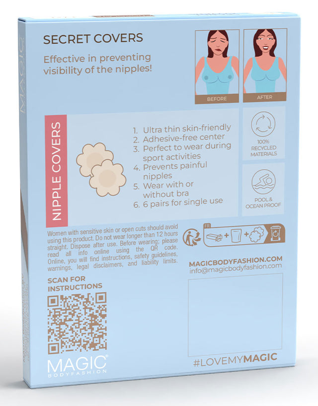 Magic Secret Fabric Nipple Covers x6 Pairs Latte Beige
