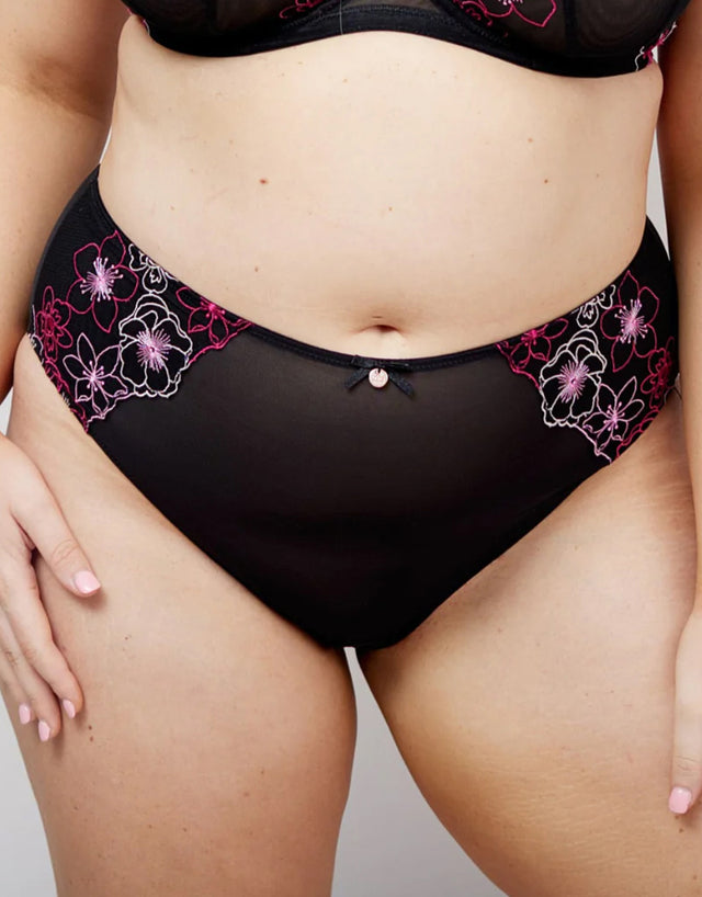 Oola Embroidery High Waist Brief Black