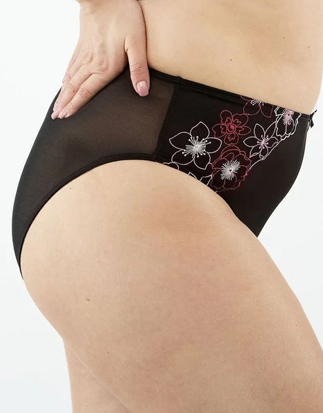Oola Embroidery High Waist Brief Black