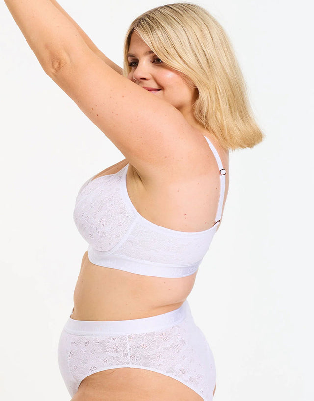 Oola Floral Lace Plunge Bra White