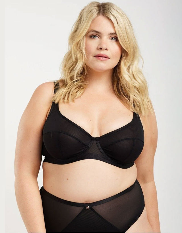 Oola Soft Mesh High Apex Balcony Bra Black