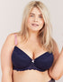 Oola Spot And Lace Padded Balconette Bra Navy