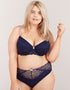 Oola Spot And Lace Padded Balconette Bra Navy