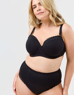 Oola Super Soft Cotton Moulded T-Shirt Bra Black