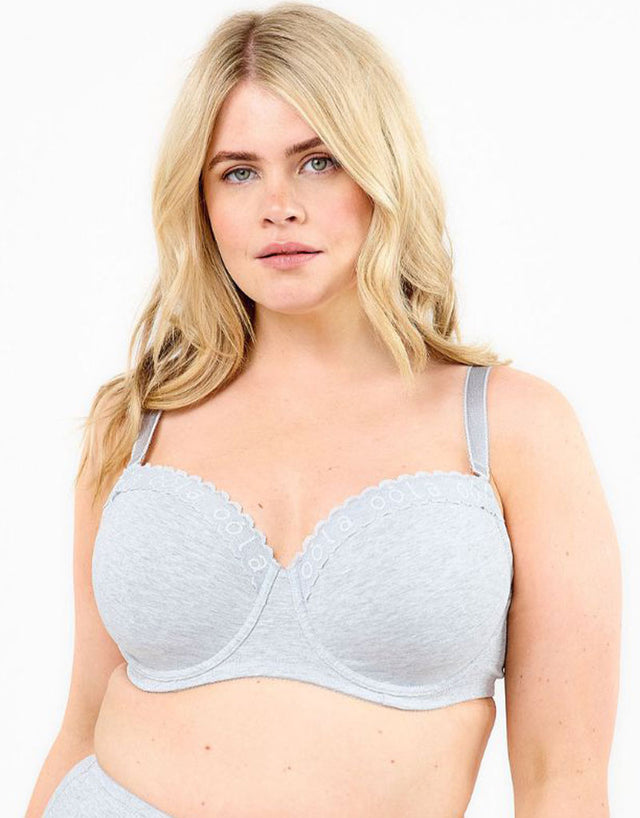 Oola Super Soft Cotton Moulded T-Shirt Bra Grey Marl