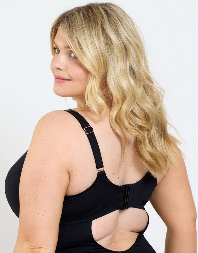 Oola Tummy Control Padded Plunge Swimsuit Black