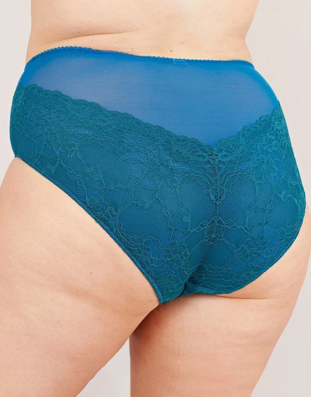 Oola Tonal Lace High Waist Brief Teal/Emerald